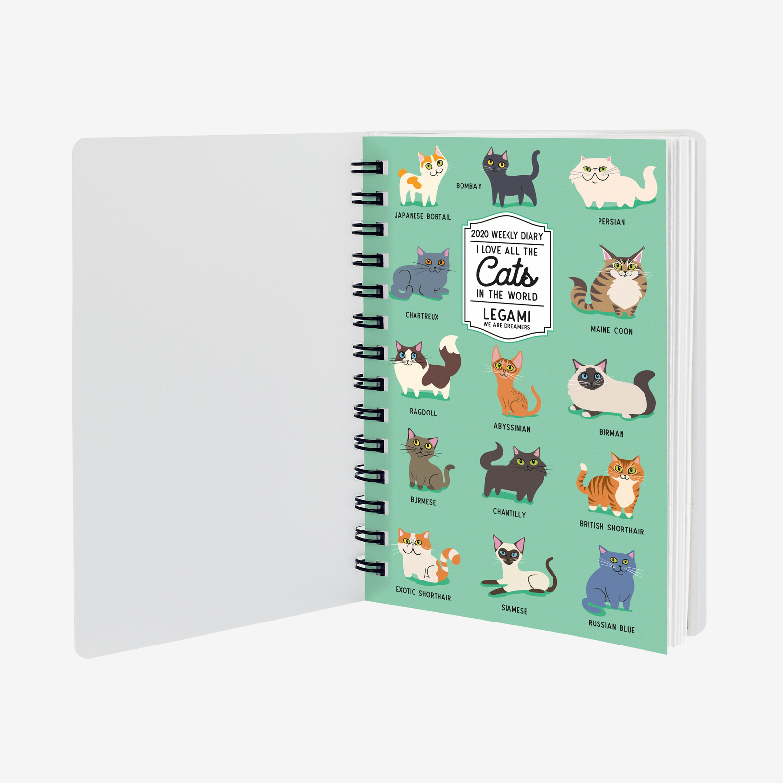 Legami: Small Weekly 12 Month 2020 Diary Spiral Bound - Cats