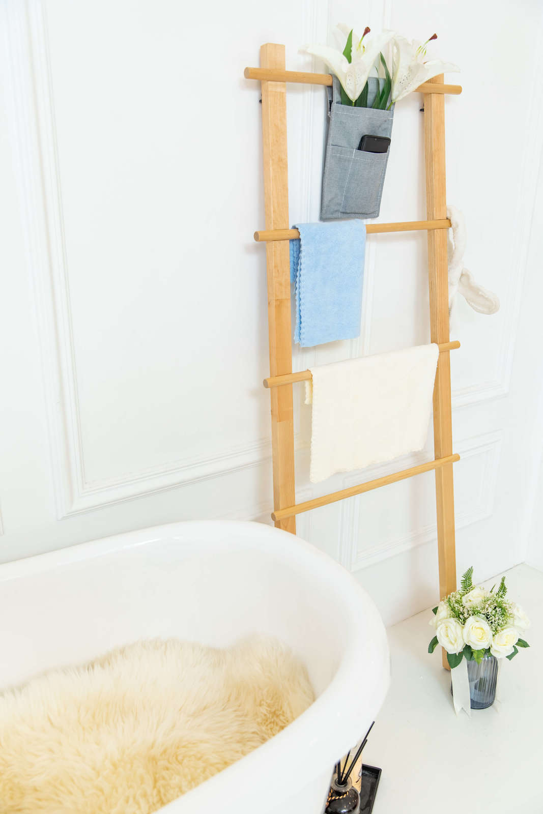 Buy Solid Birch Wood Bathroom Towel Stand Natural at Mighty Ape NZ