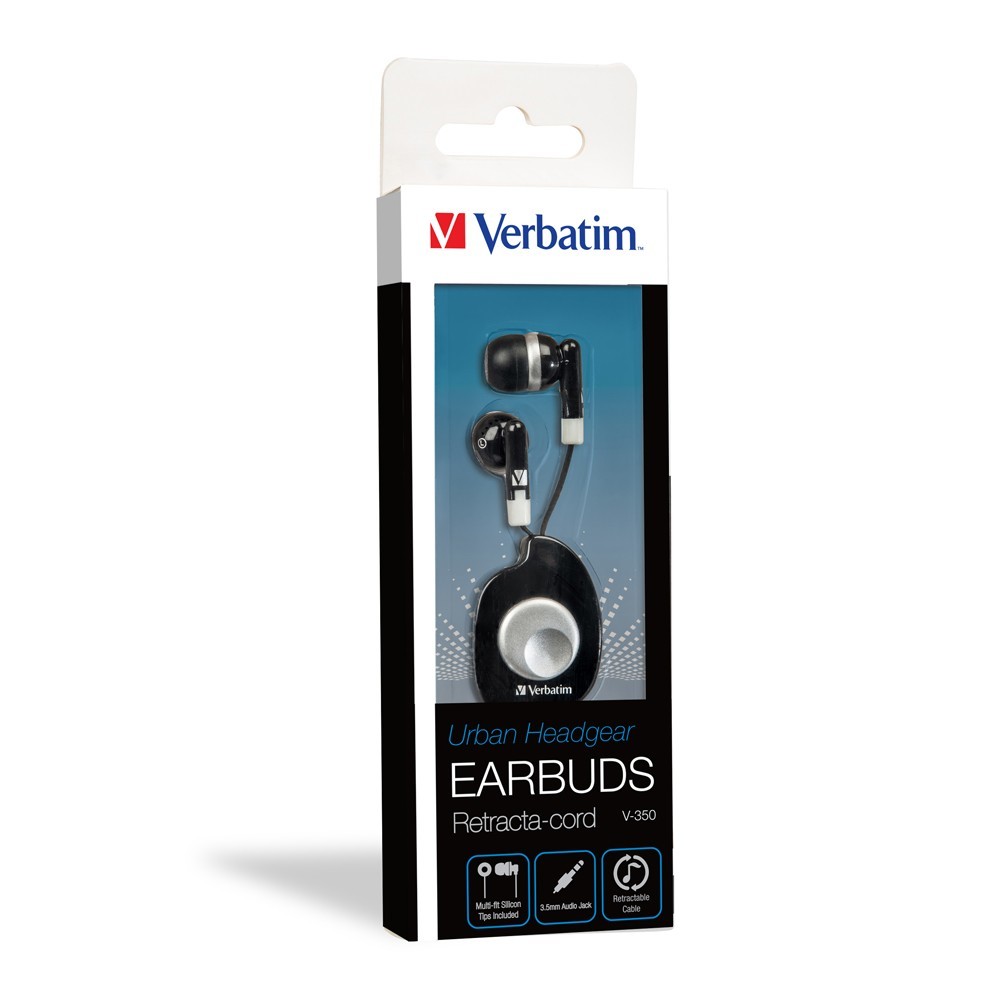 Verbatim TDK EB350 In-Ear Headphones with Retractable Cord (Black)