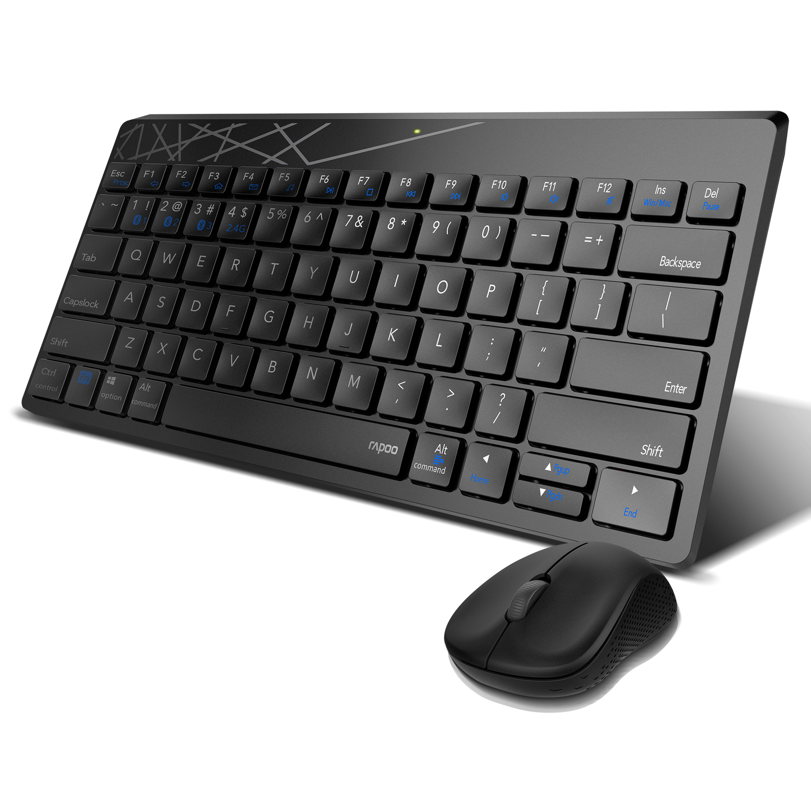 Rapoo 8000M Multimode Wireless Keyboard & Mouse Black at Mighty Ape NZ