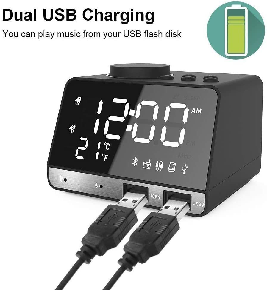 Alarm Clock with USB Charger, 4.2" LED Digital Alarm Clock with FM