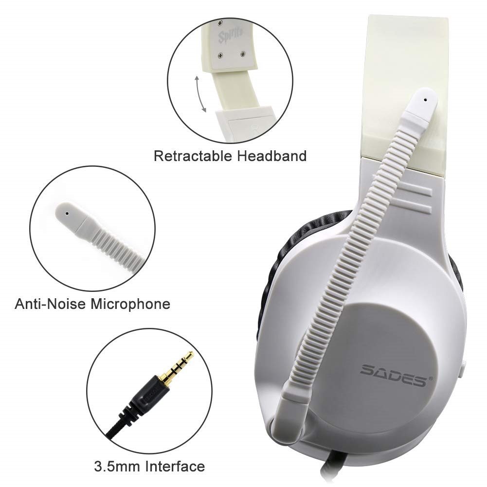 SADES Spirits Universal Gaming Headset (White) for Switch, PC, PS4, Xbox One image