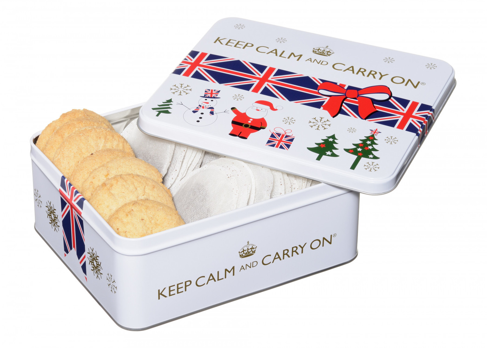 Keep Calm & Carry On Tea & Biscuits Festive Tin 225g image