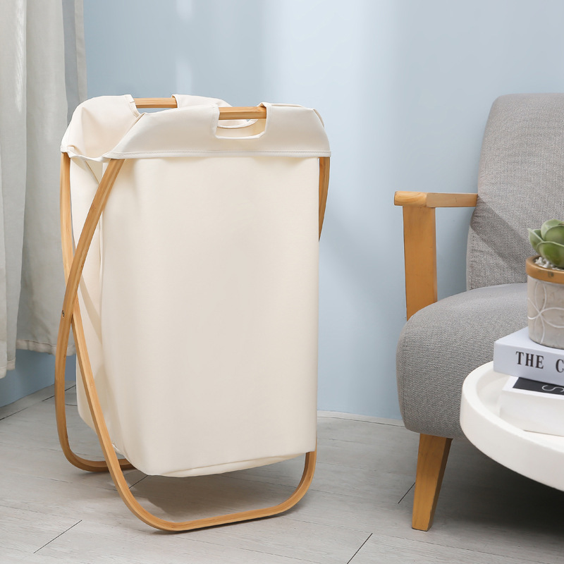 Bamboo Foldaway Laundry Hamper - Beige | at Mighty Ape NZ
