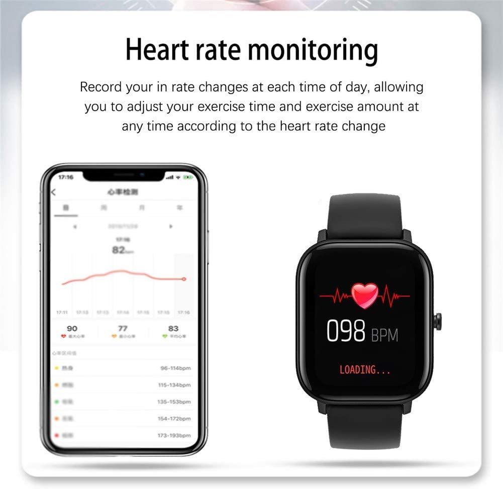 Smart Watch Fitness Tracker with Heart Rate Monitor - Black image