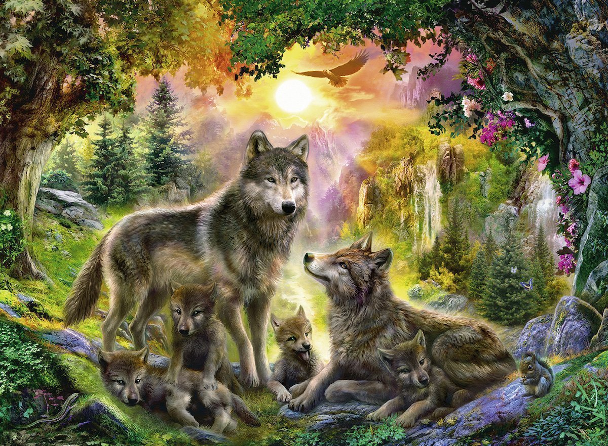 Ravensburger: Wolf Family in Sunshine - 500pc Puzzle image