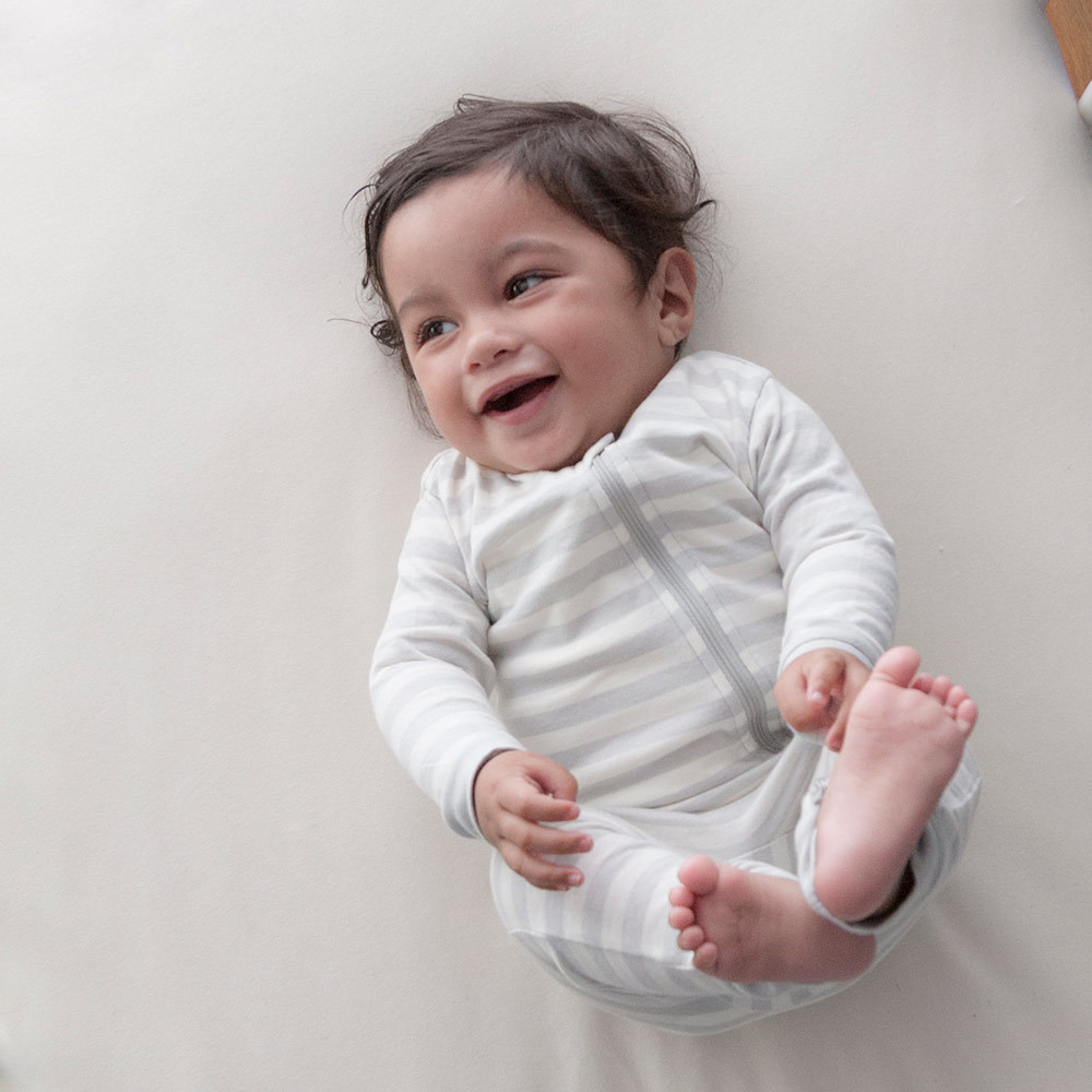Woolbabe Merino/Organic Cotton Sleepsuit - Pebble (6-12 Months) image