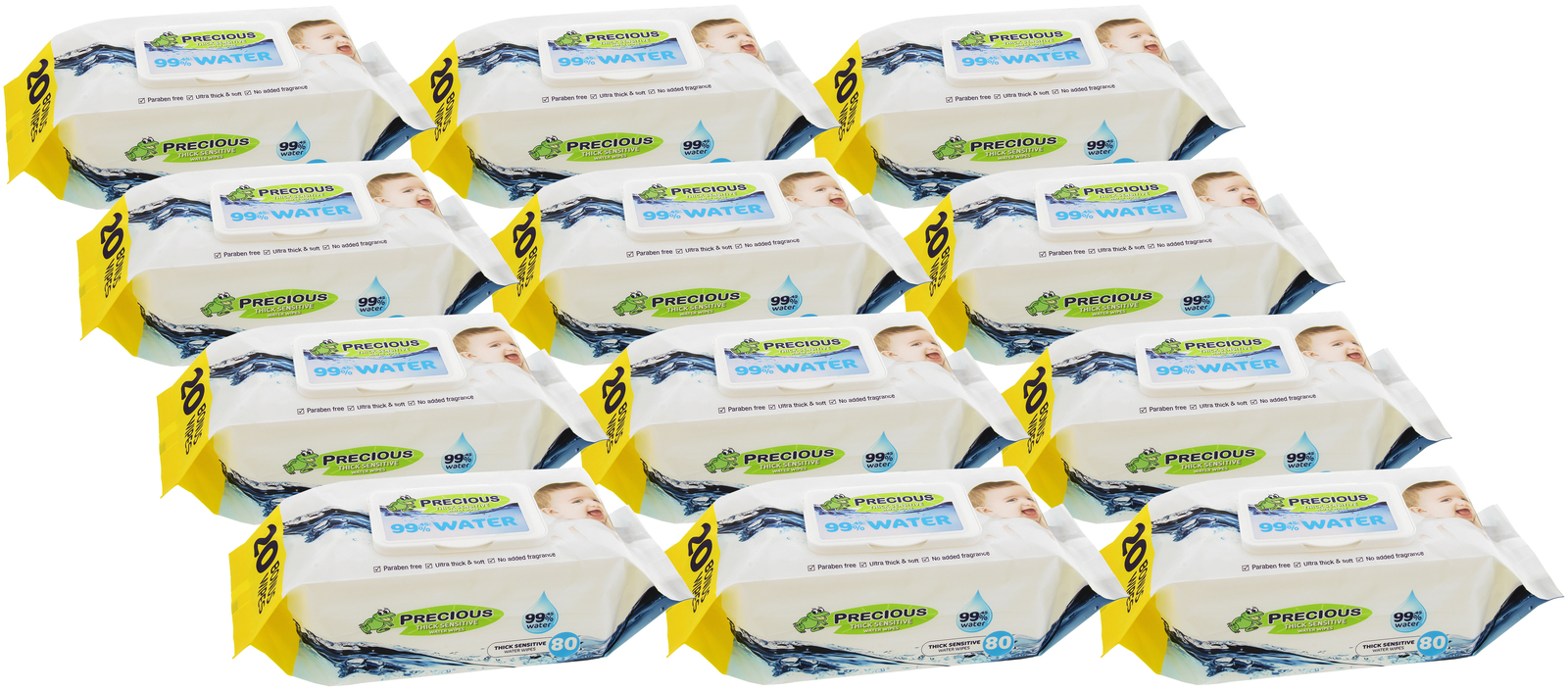 Precious - Water Wipes (80 Wipes, Carton 12) image