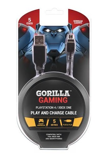 Gorilla Gaming Play and Charge Cable (5 Metres, PS4 & Xbox One) for PS4 image