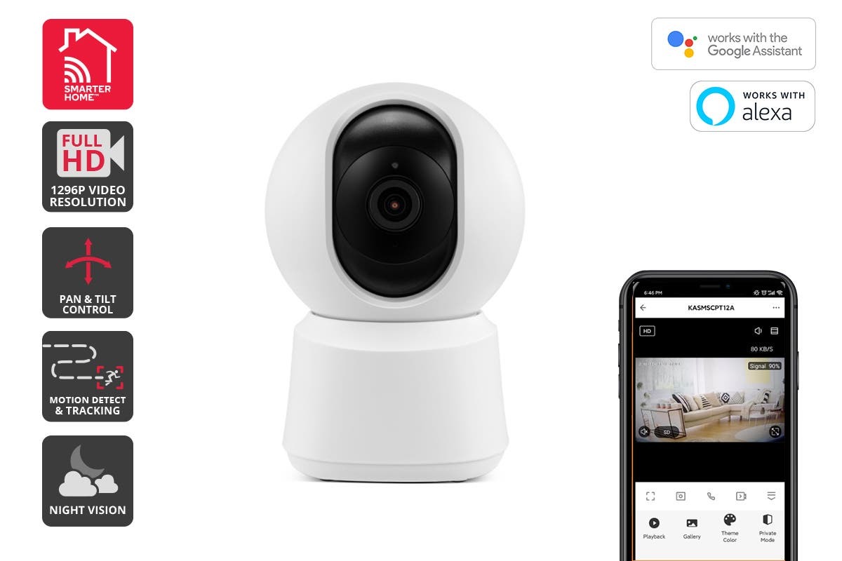 Kogan SmarterHome 1296p Pan & Tilt Motion Tracking Security & Pet