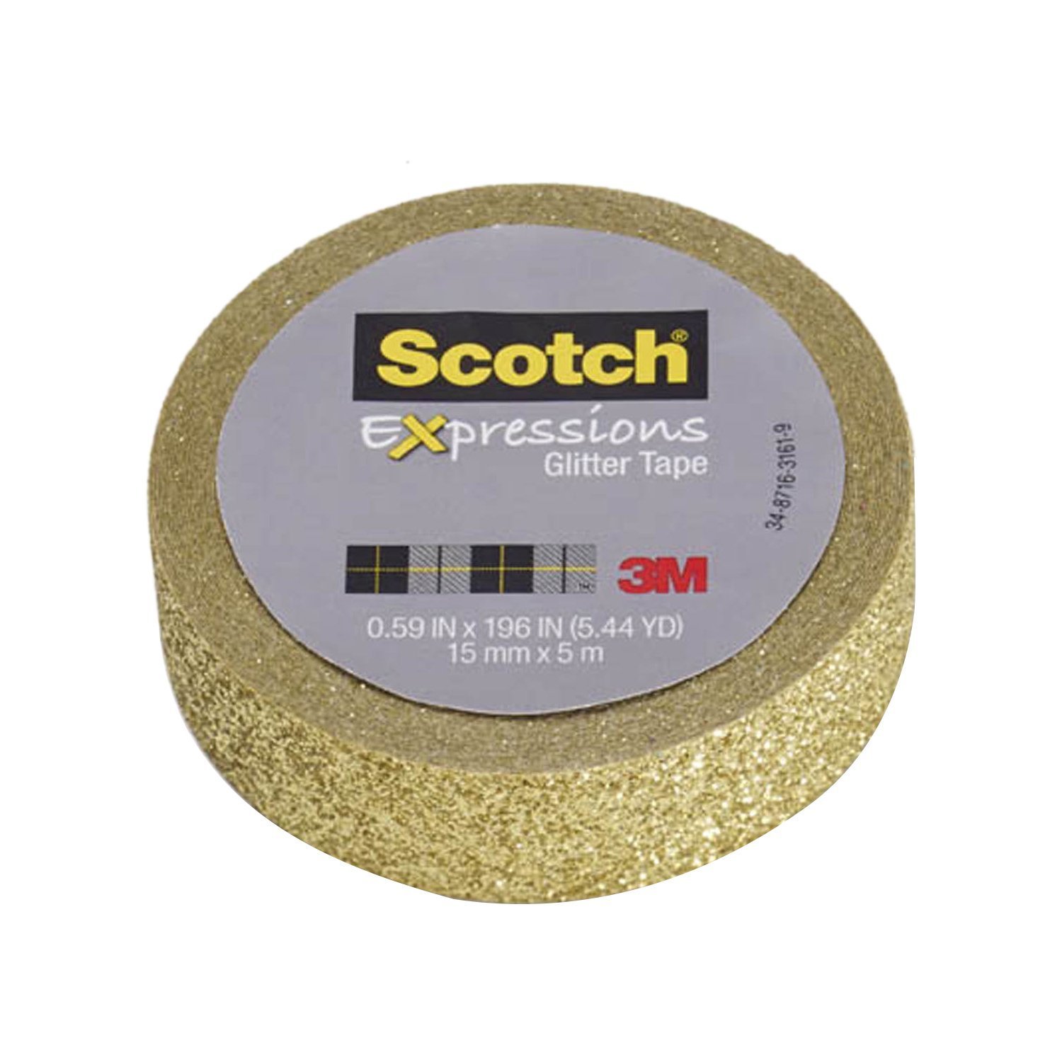 Scotch Expressions Glitter Washi Tape - Gold (15mm x 5m) image