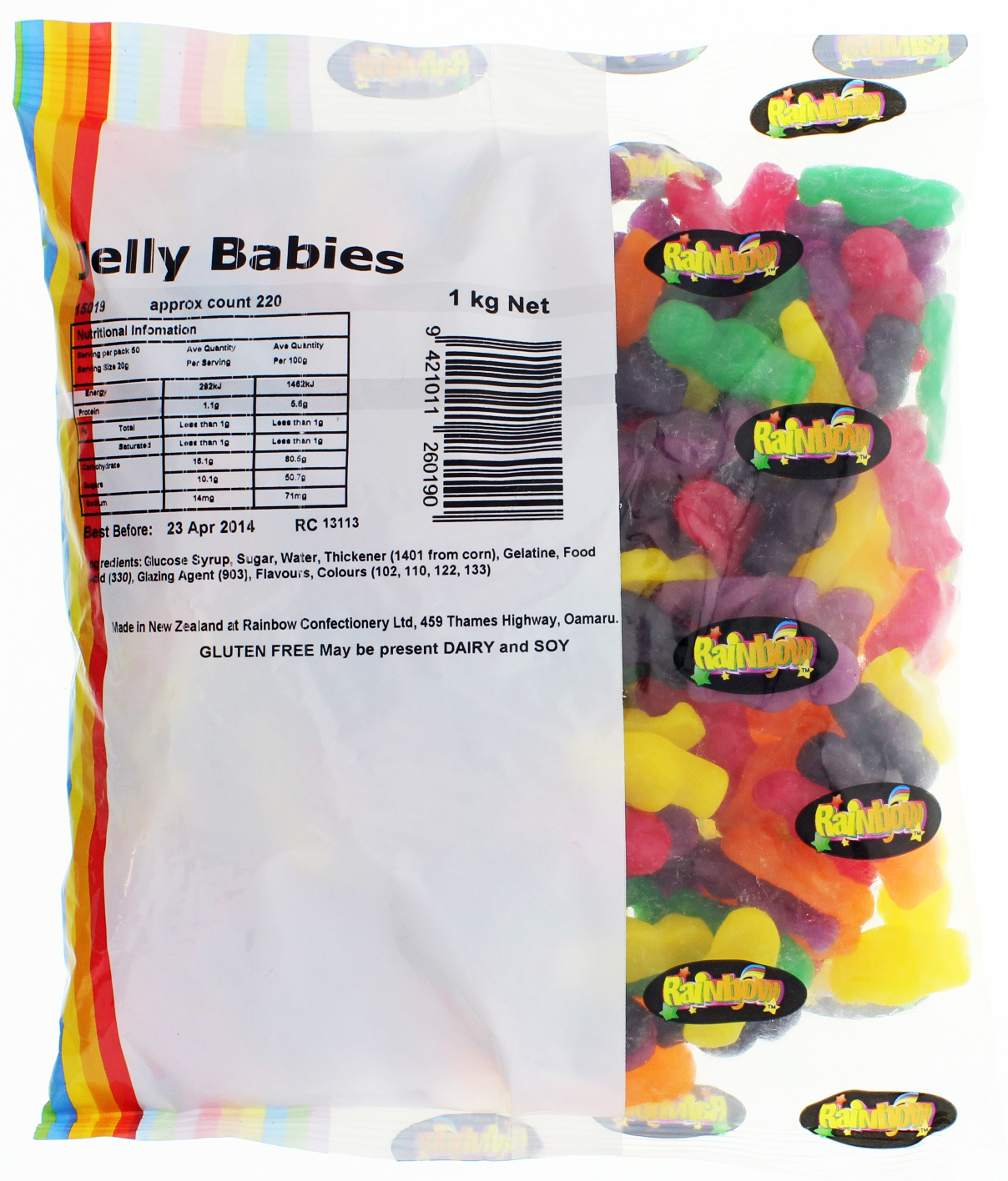 Rainbow Confectionery Jelly Babies Bulk Bag 1kg image