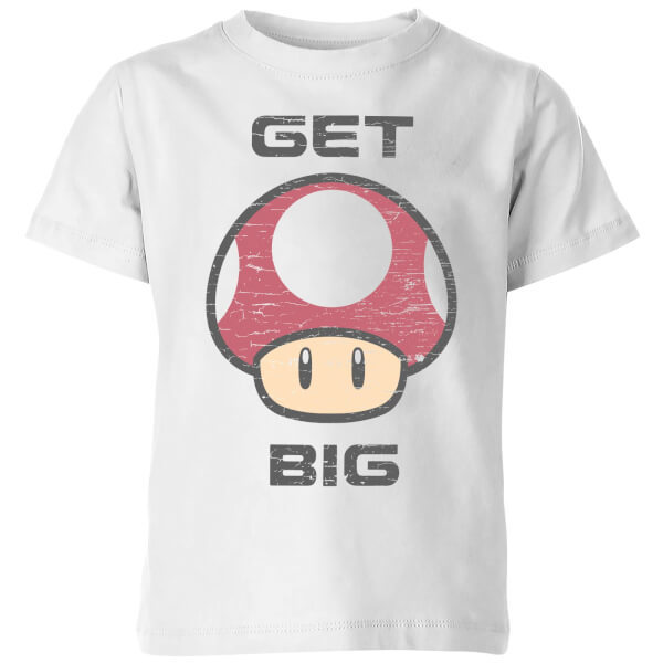 Nintendo Super Mario Get Big Mushroom T-Shirt Kids' T-Shirt - White - 11-12 Years image