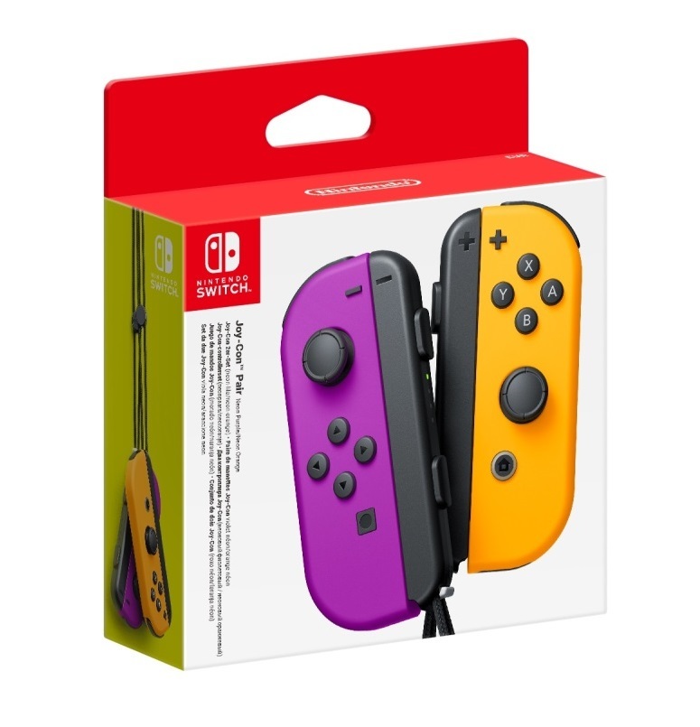 Nintendo Switch Joy-Con Neon Purple/ Neon Orange Controller Set on Switch