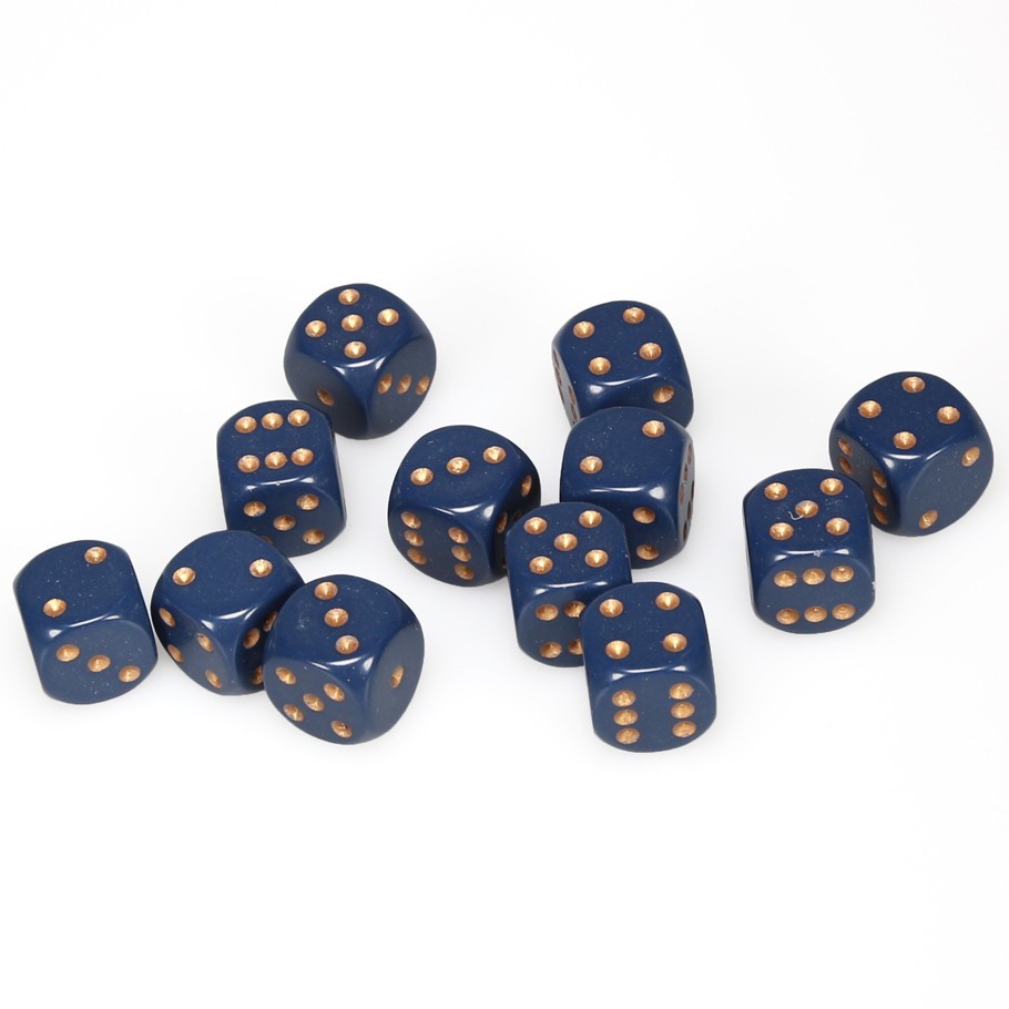 Chessex: D6 Opaque Cube Set (16mm) - Dusty Blue/Copper image