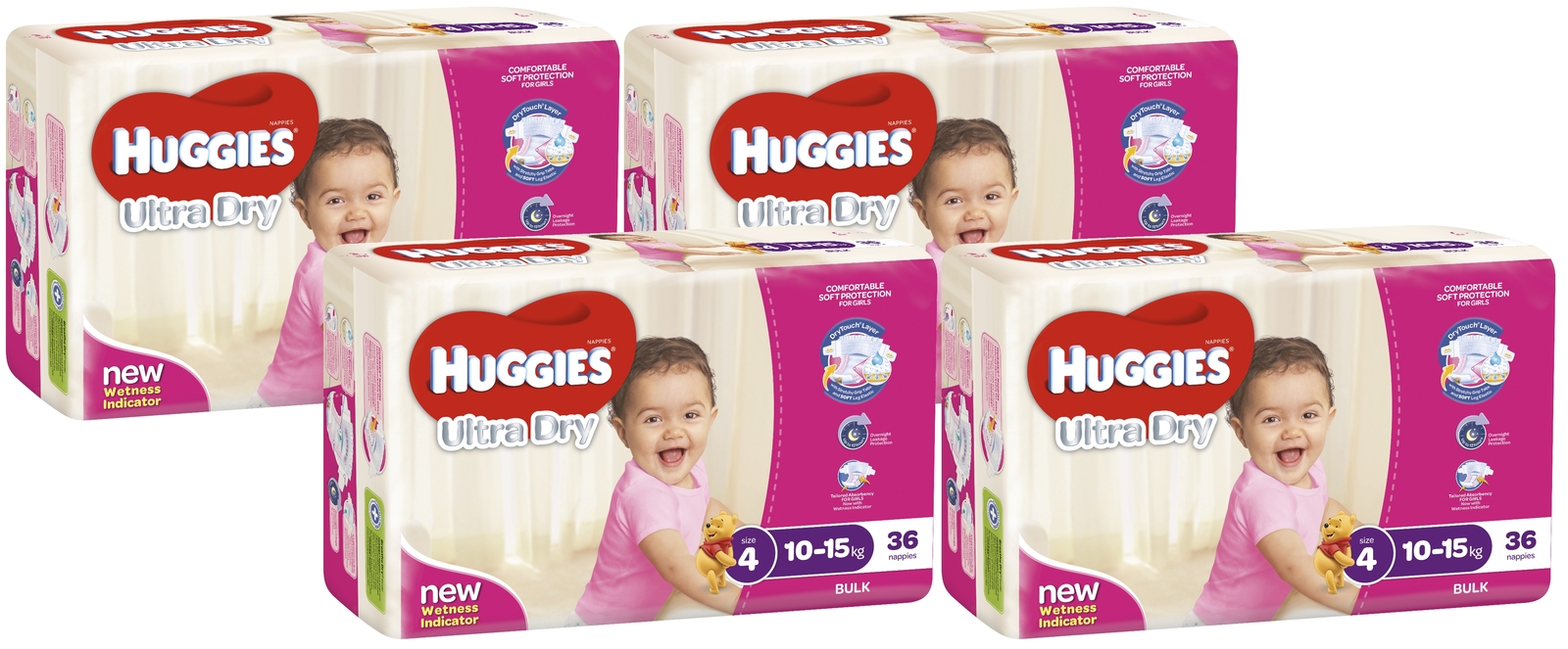 Huggies Ultra Dry Nappies Bulk Value Box - Size 4 Toddler Girl (144) image