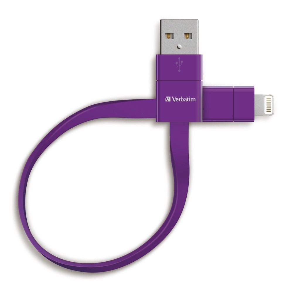 Verbatim Super Flexable Flat Pin Charge & Sync Lightning Cable - Purple image