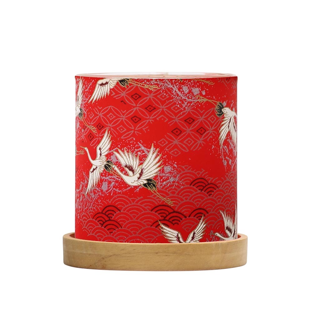 Mini Glass Lantern Sky of Cranes (Red)