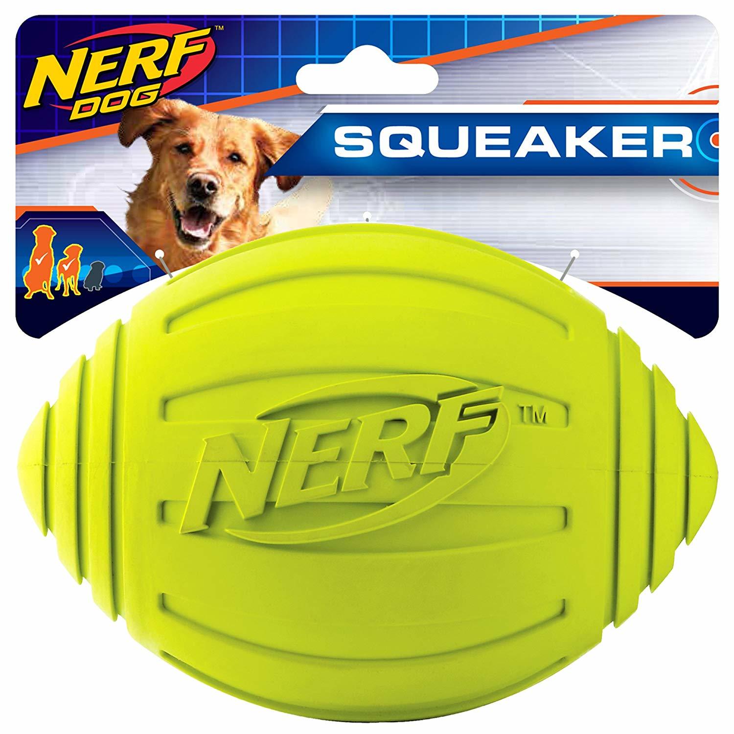 Nerf Dog Rubber Squeak Green Football