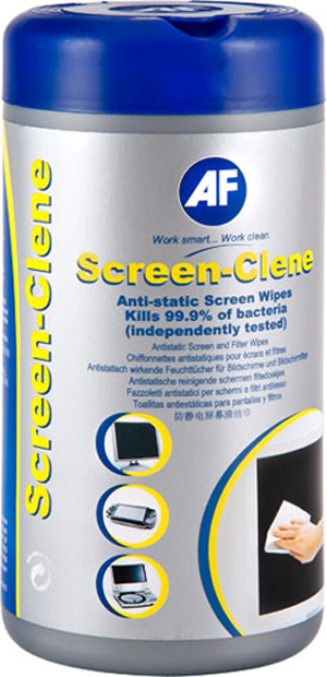 AF Screen-Clene Anti-Static Cleaning Wipes Tub of 100