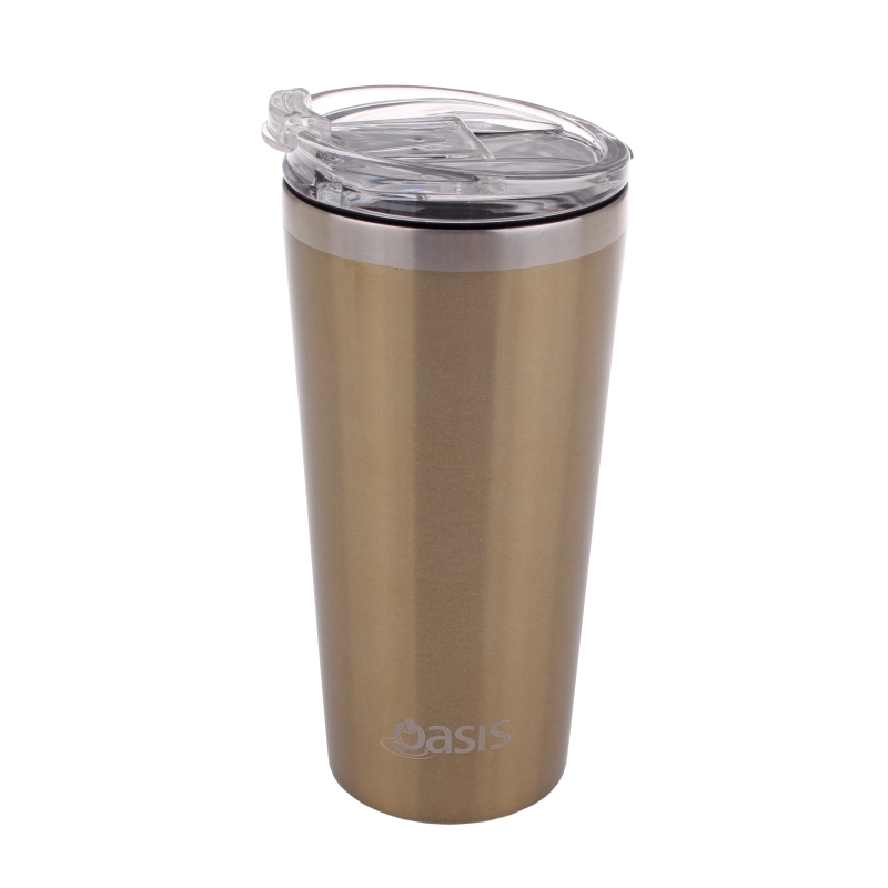 Oasis Stainless Steel Insulated Travel Cup with Lid Champagne (480ml