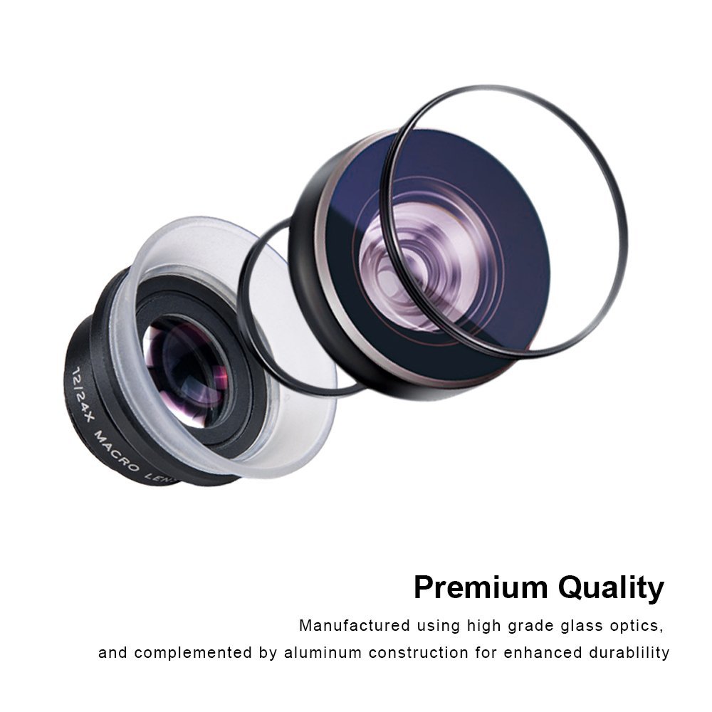 Apexel 2 in 1 Lens Kit12X Macro Lens + 24X Macro Lens for Mobile
