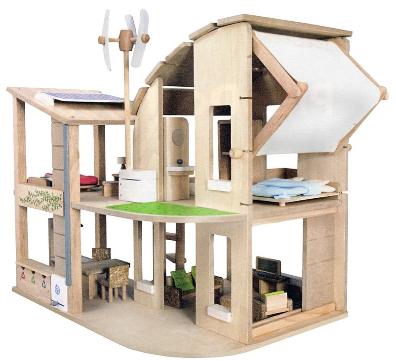 Plan Toys - Green Dollhouse With Furniture image