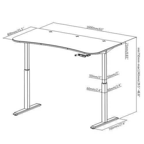 Lumi Manual Height Adjustable Gaming Desk for image
