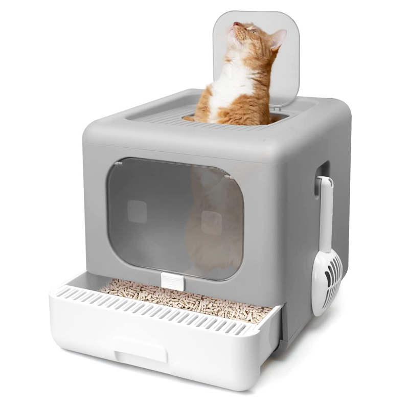 Buy Enclosed Cat Litter Box Grey at Mighty Ape NZ