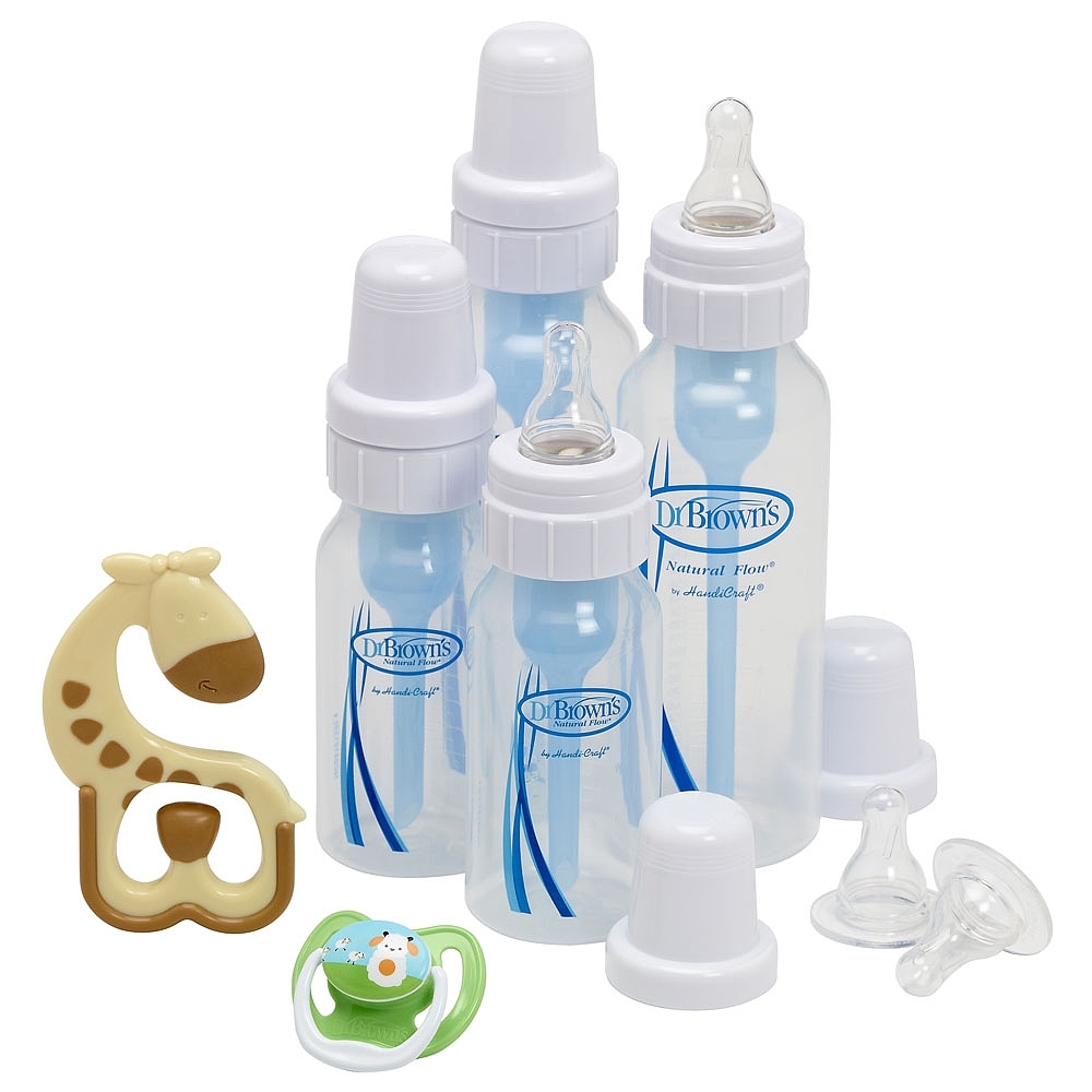 Dr Brown's Gift Set - 4 Bottles, Pacifier, Teether, Bottle Brush (Blue) image