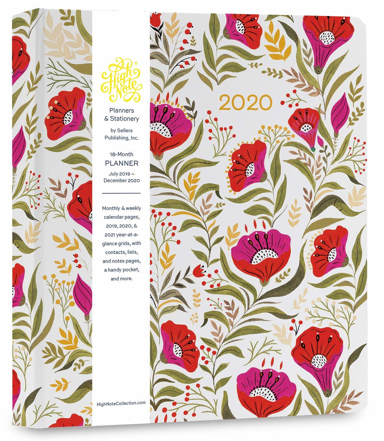 2020 High Note Dinara's Red Floral in Gold 18-Month Weekly Hardcover Planner image