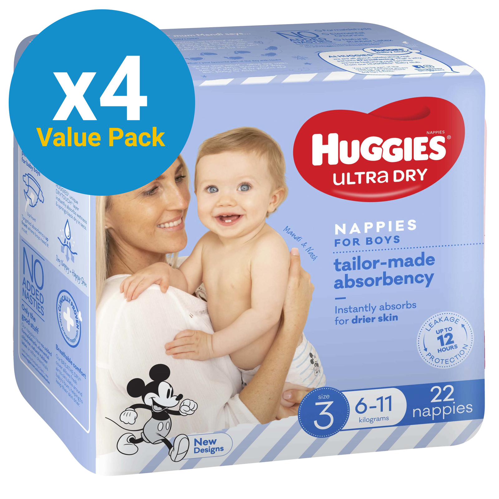 Huggies: Ultra Dry Crawler Boy Nappies Value Box - Size 3 (88)