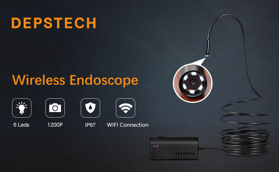 DEPSTECH Wireless Endoscope, WiFi Borescope Inspection 2.0 Megapixels