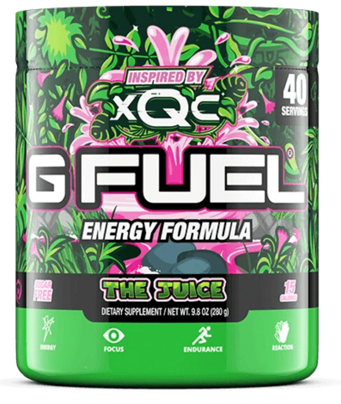 G Fuel Energy Formula The Official Drink of Esports XQC's The Juice