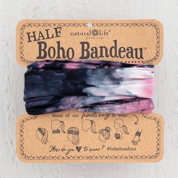 Natural Life: Tie Dye Half Bandeau - Rose/Black/White image