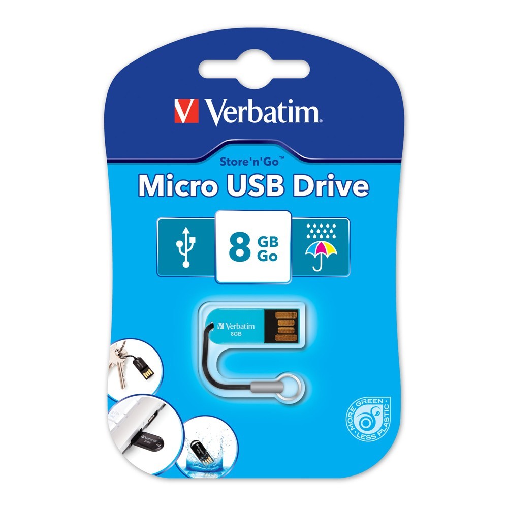 Verbatim Store'n'Go Micro USB Drive - 8GB (Caribbean Blue) image