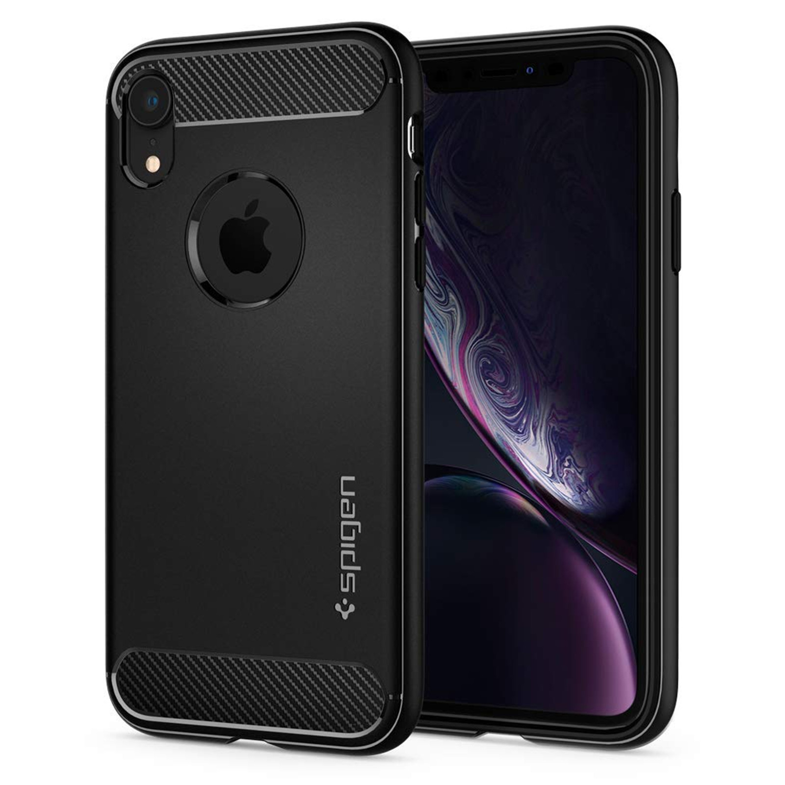 Spigen: iPhone XR Rugged Armor Case - Matte Black/Carbon Fiber