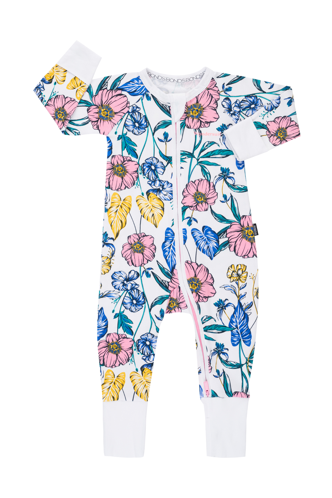Bonds Zip Wondersuit Long Sleeve - Tomorrow Floral White (0-3 Months) image