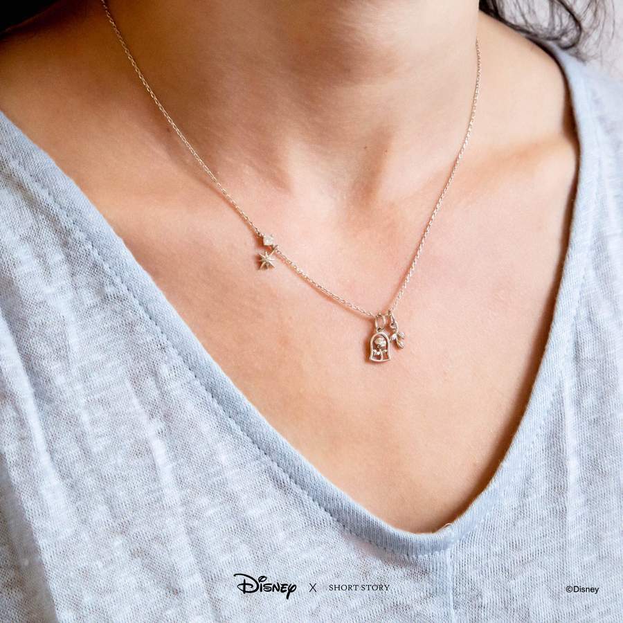 Disney Beauty and the Beast Necklace - Silver image