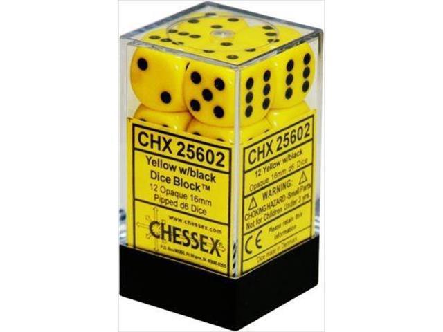 Chessex: D6 Opaque Cube Set (16mm) - Yellow/Black image