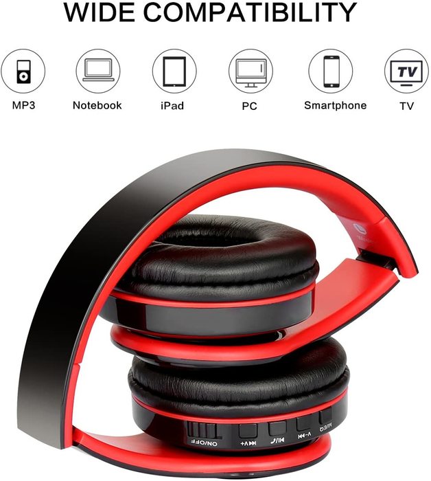 Wireless Bluetooth Sports over ear headphones Red/Black at Mighty