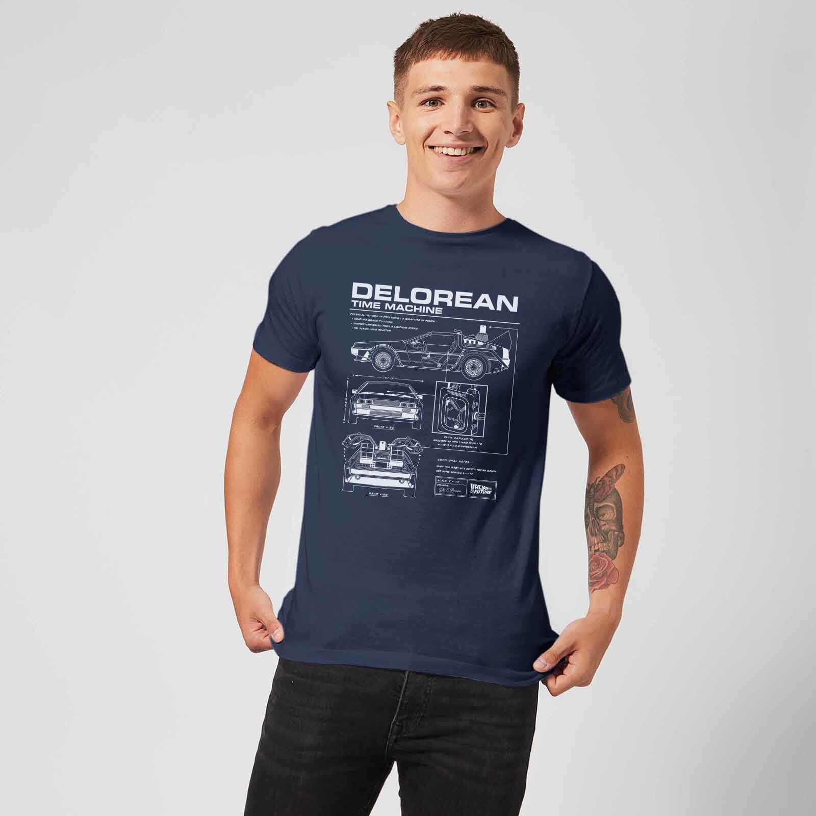 Back to the Future: DeLorean Schematic T-Shirt - Navy/X-Large image