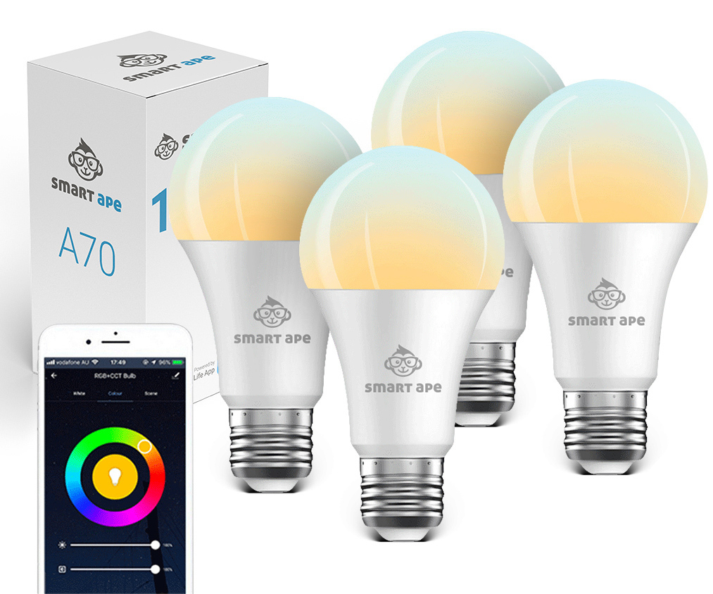 Smart Ape: 10W Colour & Warm/Cool White Smart Bulb (E27) - 4 Pack image