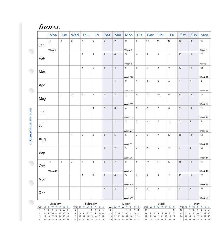 Filofax: A5 2020 Refill - Year Planner (Horizontal)