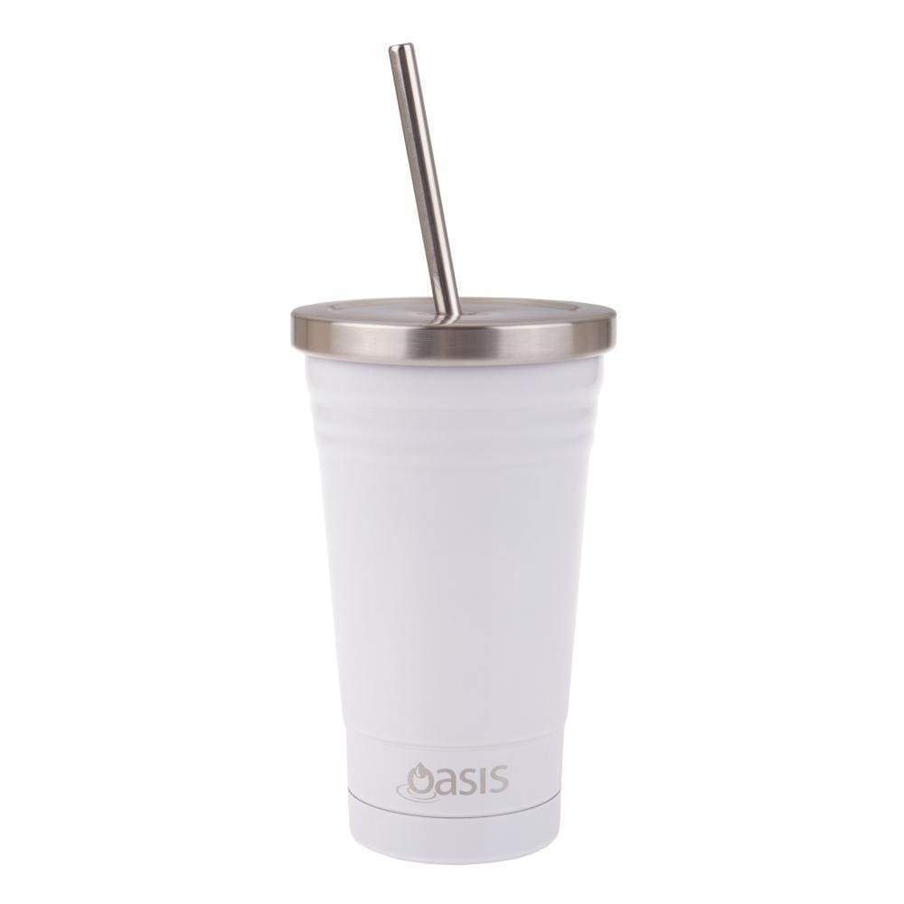 Oasis: Insulated Smoothie Tumbler With Straw - White (500ml)