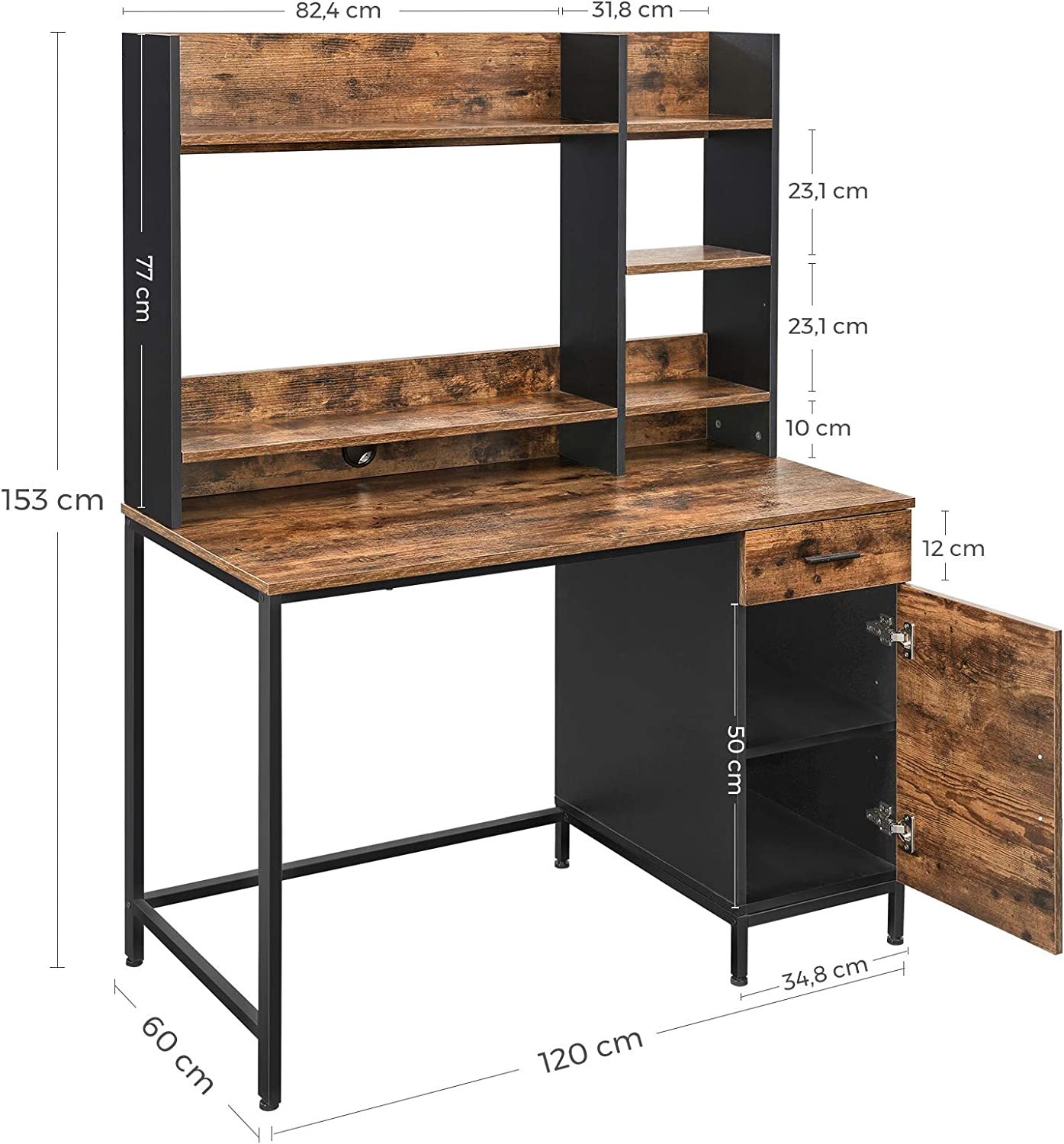 Buy Vasagle Computer Desk with Bookshelf & at Mighty Ape NZ
