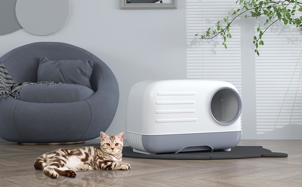 Buy Zoomies Fully Enclosed Cat Litter Box Grey at Mighty Ape NZ