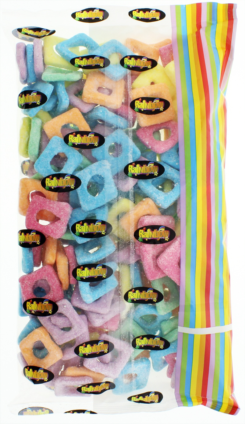 Rainbow Confectionery Sour Squares Lollies Bulk Bag 1kg image