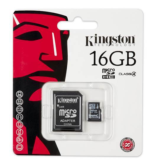 16GB Kingston - MicroSDHC Card with SD Adapter (Class 4) image