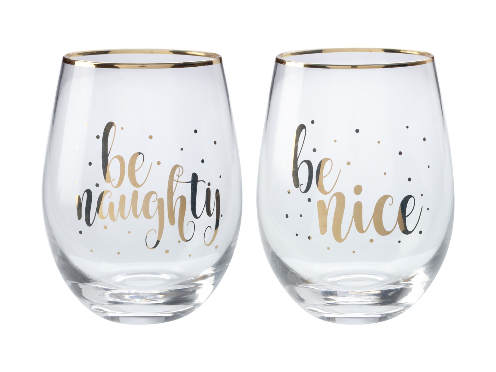 Maxwell & Williams: Celebrations Stemless Glass Set of 2 - Naughty Nice (500ml)